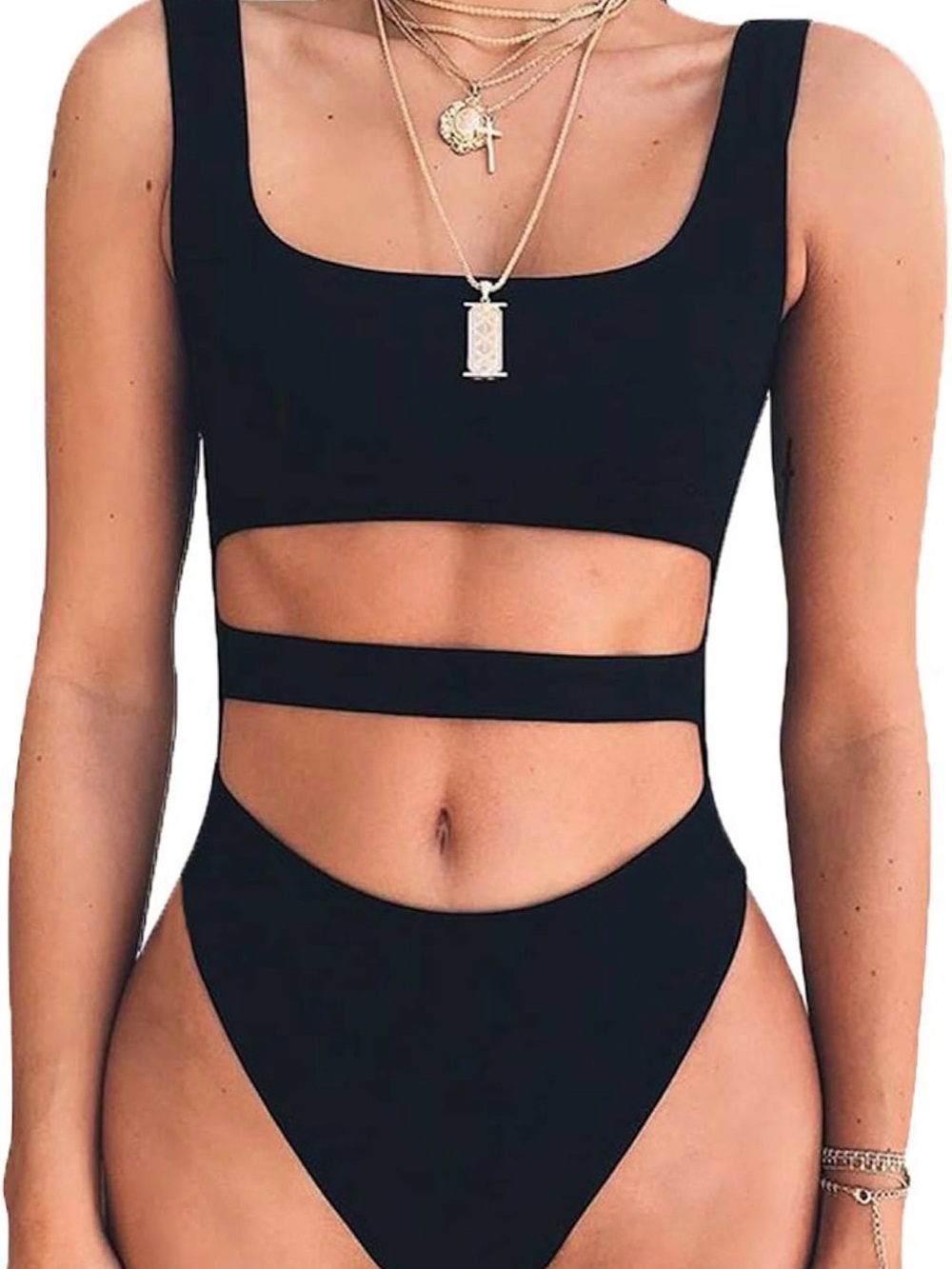Black Cutout Bodysuit Top - Women